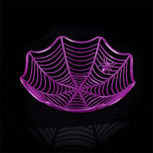 3 Colors Halloween Spider Shape Bowl Fruits Hollow Out Food Tray Candy Dish Trick-or-Treat Party Table Decors Package Basket