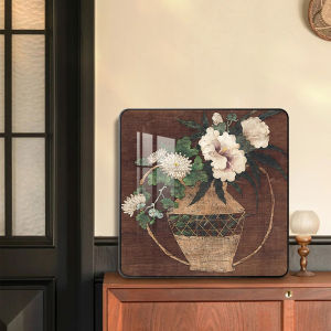 Retro Chinese Style Bamboo Flower Decorative Painting Vase Pattern Desktop Ornament New Modern Home Decor Artwork Background Image