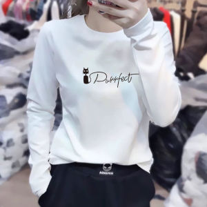 เสื้อยืดแขนยาวผ้าฝ้ายแท้สำหรับผู้หญิง ฤดูใบไม้ผลิและฤดูใบไม้ร่วง เสื้อชั้นในทรงเข้ารูป ทรงสลิมฟิต ทรงเข้ารูป ทรงเข้ารูป เสื้อชั้นในแฟชั่น