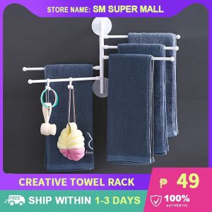 【180° Rotating】Bathroom Towel Rails Wall Mounted Towel Rack Bath Towels Bar Holder Multi-functional Swing Hanger for Toilet Shower Kitchen Cabinet Use