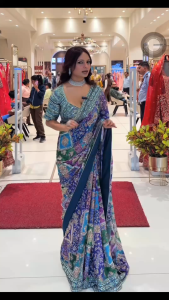 [PRE ORDER : 10 DAYS] Elegant Chinon Digital Print Saree (Normal / Ready To Wear)