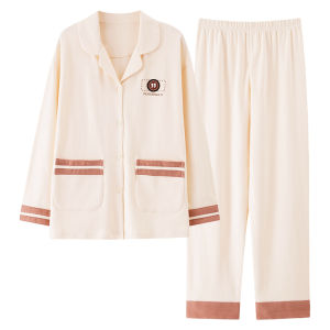 Miiow | Pure Cotton Sleepwear Womens Long Sleeve Loose Comfortable Plus Size Home Clothes Set Cat Person Sweet Cute Style Casual Leisure