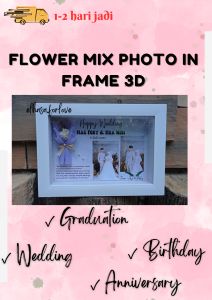 (TANPA PO) Kado flower in frame 3D - edelweiss in frame - flower mix photo in frame 3D - kado wedding - kado ulang tahun - kado anniversary - kado graduation - dried flower in frame - kado aesthetic