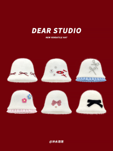 Japanese Style Knitted Rabbit Fur Velvet Fisherman Hat Womens Autumn Winter Warm Ear Protection Versatile Face Slimming Bucket Hat