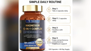 12 Types Magnesium Complex Capsules Daily Relaxation Support High Absorption Easy-to-Swallow 120ct