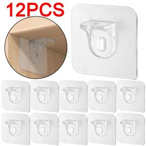 【Bella Room】 8/12Pcs Strong Load-Bearing Hook Self-adhesive Shelf Support Hooks Punch-Free Partition Plate Holder Without Trace Bracket