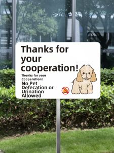 QIANGBIAO | No Pet Defecation Sign Stainless Steel Outdoor Stake