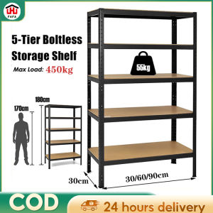 [Bearing 450KG] Rack Organizer Shelf Layer 5 Layer Boltless Steel Rack Adjustable Steel Rack Shelves Food Storage Shelf Rack  Steel Rack Shelf Home Rack Boltless Steel Rack Shelves