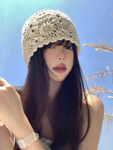 Hand Knitted Breathable Summer Thin Hollow out Knit Hat Womens Casual Style Fashionable Versatile No Brim Cap Chinese Brand