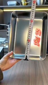Combo 5 hộp đựng thực phẩm inox 304 cỡ lớn Khay inox đựng thực phẩm lạnh có kèm nắp đậy