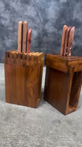 ที่เสียบมีด ที่เก็บมีดไม้สักอเนกประสงค์ ที่ปักมีด แข็งแรง ทนทาน ทำจากไม้สักแท้ ลวดลายสวยงามตามธรรมชาติ