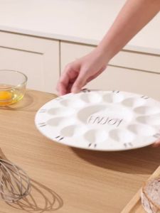 Breakfast Egg Holder Ceramic Creative Egg Tray Household Egg Container Egg Holder Cup Cute Plate