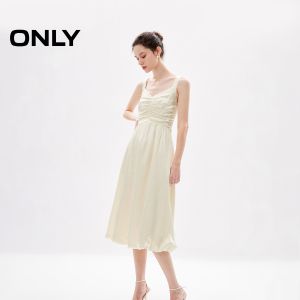 ชุดเดรสยาวปานกลางทรงเอสีพื้นสไตล์ฝรั่งเศส แขนกุด คอวี สำหรับผู้หญิงในฤดูร้อน 2025 ชุดเดรสแฟชั่นสตรีทเท่ๆ คอกลม