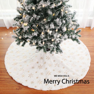 New Christmas Festival Decorations Ice Crystal Snowflake Tree Skirt Creative New Arrival 90cm Christmas Tree Apron Rabbit Fur Tree Skirt