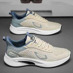 Mens Summer Breathable Fly Knit Mesh Running Shoes Lightweight Soft Bottom Casual Sports Sneakers Trendy All-Match Slip-On