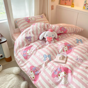 Kitty Cat Bedding Pure Cotton Four-Piece Set Girl Young Adult Heart Bed Single Student Dormitory Three Cartoon Fitted Sheet