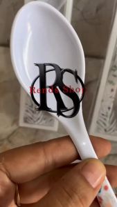 (Isi 100 Pcs) Souvenir Sendok Makan Melamin Kemasan MIKA Motif GRATIS KARTU UCAPAN Sovenir Hadiah Pernikahan Murah