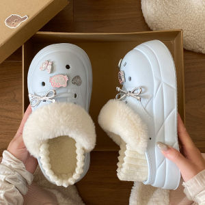 Dép Bông Mùa Đông Cho Nữ Dép Đi Trong Nhà Đế Dày Lót Lông Cừu Đế EVA Dép Đi Trong Nhà Thoải Mái Mùa Đông