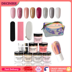 DECINIEE 10ml 8PCS Dipping Nail Powder Set Glitter Dust Nude Pink No Need Lamp Cure Natural Dry Long Lasting Dip Liquid Polish Kits
