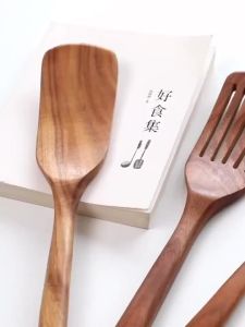 KEMORELA 10 CÁI Bộ Thìa Gỗ Tự Nhiên Dụng Cụ Nấu Ăn Thân Thiện Với Môi Trường Dùng Cho Mì Súp Salad - Bộ Dụng Cụ Nhà Bếp Kèm Thìa Muôi