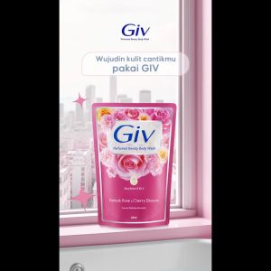 Giv White Sabun Mandi Cair Damask Rose & Cherry Blossom Pouch 400ml