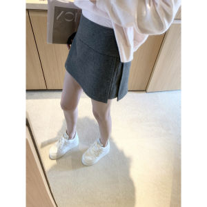 AHY Wool Acetate Short Half Skirt Womens 2025 New High Waist Commute Style Casual Polyester Fiber Blend A-Line Skirt