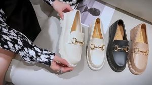 In Stock: New Women's Anti-Skid Wear-Resistant Lightweight Breathable Casual Leather Shoes & Single Shoes