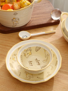 Bát Ăn Cơm Bằng Gốm Sứ 5 Inch Dễ Thương Bát Ăn Cơm Tròn Phong Cách Hoạt Hình Trung Quốc Đại Lục Bát Ăn Cơm