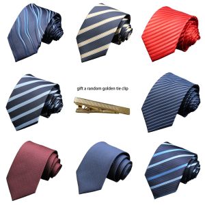 Luxury 8CM Mens Necktie Striped Tie For Man Groom Jacquard Woven Neck Tie For Business Wedding Party
