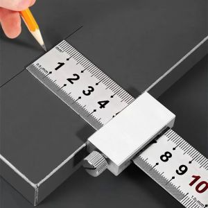 Accurate positioning Woodworking Tools Carpentry Steel Ruler Positioning Limit Block Measuring Marking Gauge