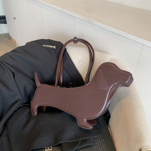 2024 New Large Capacity Durable Polyester Womens Tote Bag Fashionable Sausage Dog Design Cute Handheld Commuting Bag