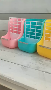 2in1 Rabbit Feeder Automatic Hay Rack Grass Holder Hanging Food Bowl Guinea Pigs Small Pet Cage