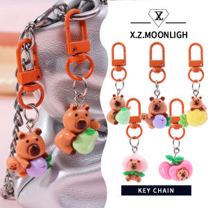 X.Z.MOONLIGH Cute Fruit Capybara Keychain & DIY Student Schoolbag Charm
