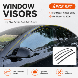 For Tesla Model Y 2025-2026 / Model YL 2026 Soft PC Window Visors Rain Guards 4PCS