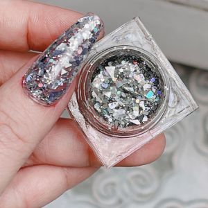 Gel nhũ miếng silver ánh cầu vồng 7 màu trang trí móng tay nail siêu sáng lấp lánh