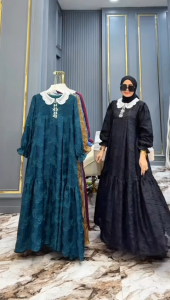 ZIFA FASHION // COD // INNARA DRESS FREE PASHMINA BY ASOPUROH // GAMIS SET ORGANZA JAGUAR LD 110CM PB 140CM SIAP KIRIM // DRESS WANITA MODIS TRENDY 2025 // *ST