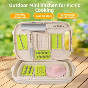 Multifunctional 2-in-1 Knife Cutting Board Set