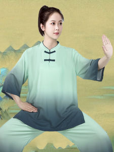 Lightweight Short-Sleeve Low-Neck Tai Chi Uniform Quick-Dry Martial Arts Clothing for Men And Women Eight Section Qigong Practice Suit