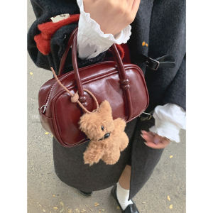 Retro Minority Satchel Bowling Bag Female 2024 New Arrival Trendy South Korea Small Square Bag Multi-Functional Crossbody Red Bag