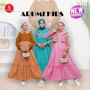 Gamis Anak Perempuan Usia 9-11 Tahun Arumi Dress Baju Pakaian Muslim Bahan Linen Mix Outer Terbaru