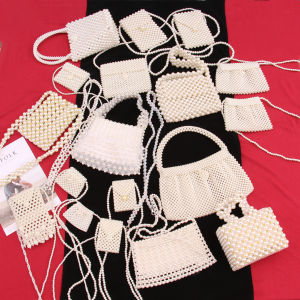 Pearl Bag Womens New New Handmade Knitted Messenger Bag Ins Easiest for Match Retro Mini Internet Celebrity Small Bag