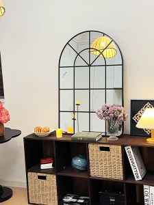 French retro full-length mirror Arched lattice decorative mirror Wall-mounted/Floor-mounted 装饰镜