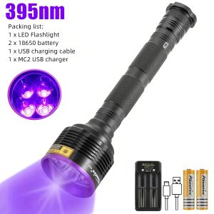 Alonefire | 4x LED 365/395NM UV 20W High Power Blacklight Flashlight Money Ore Jewelry Jade Pet Stain Tinea Fluorescent Scorpion Lamp Torch