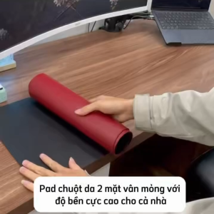 DeskPad Da PU 2 Mặt Cỡ Lớn Màu Đen/Đỏ Đậm  - Chống Nước - Chống Trầy - Dễ Vệ Sinh