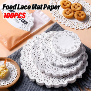 100Pcs White Round Lace Coaster Placemat Paper Cake Mat Doilies Wedding Gift Packing For Birthday Christmas Table DIY Decor