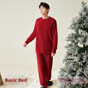 Warm Semi-fleece Red Robe for Women