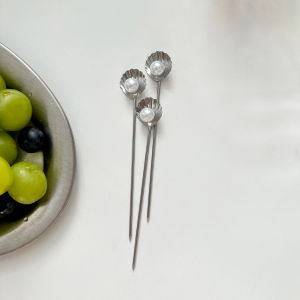 INS Pearl Shell Fruit Toothpick Creative Cute Summer Stainless Steel French Household Desserts Cake Fruit Fork