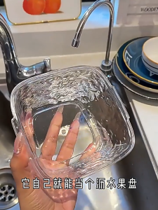 Double Layer Fruit Vegetable Drainer Basket Rak Penapis Buah Sayur Colander Bowl Dapur