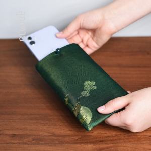 High-End Mobile Phone Storage Cloth Bag Brocade Silk Smart Apple Huawei Vertical Protective Bag Coin Purse Neutral