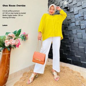 Ghea Blouse Crinkle Oversize Atasan Wanita Jumbo LD 140 Baju Wanita Polos Blouse Lengan Panjang